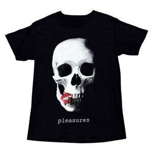 PLEASURES Make Out Skull Black Designer Streetwear Tee Shirt Mens Small